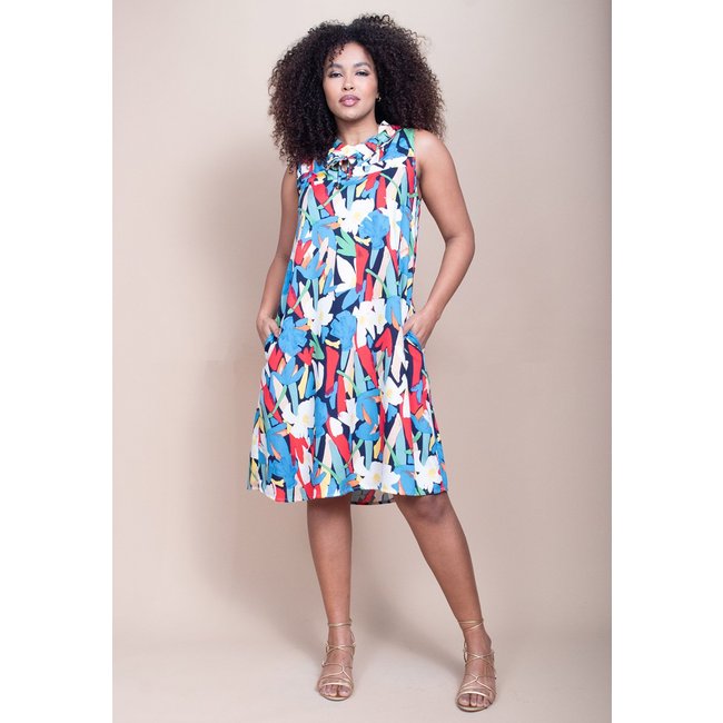 Vestido Midi Cabanafree Viscose Piaf Estampa Floresce