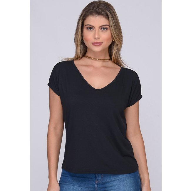 Blusa M/C Decote V B’Bonnie Ioná Preto