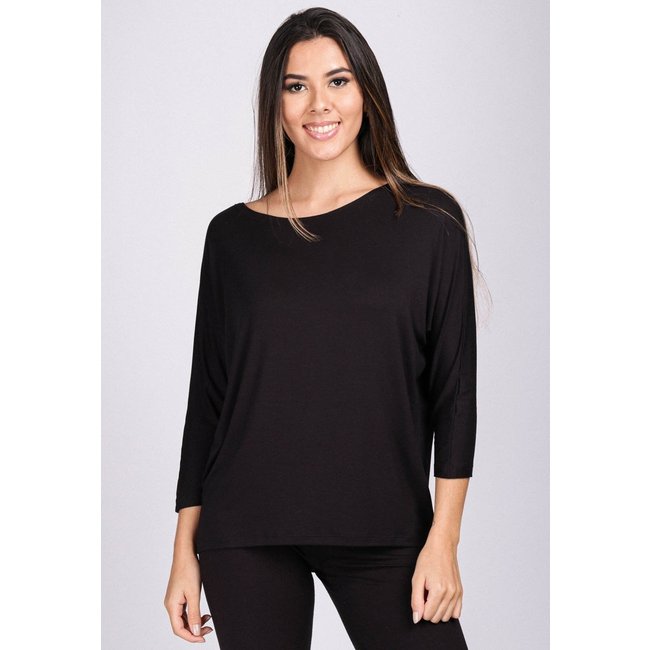 Blusa Morcego Malha Gola Manga 3/4 Amazonia Vital Preto