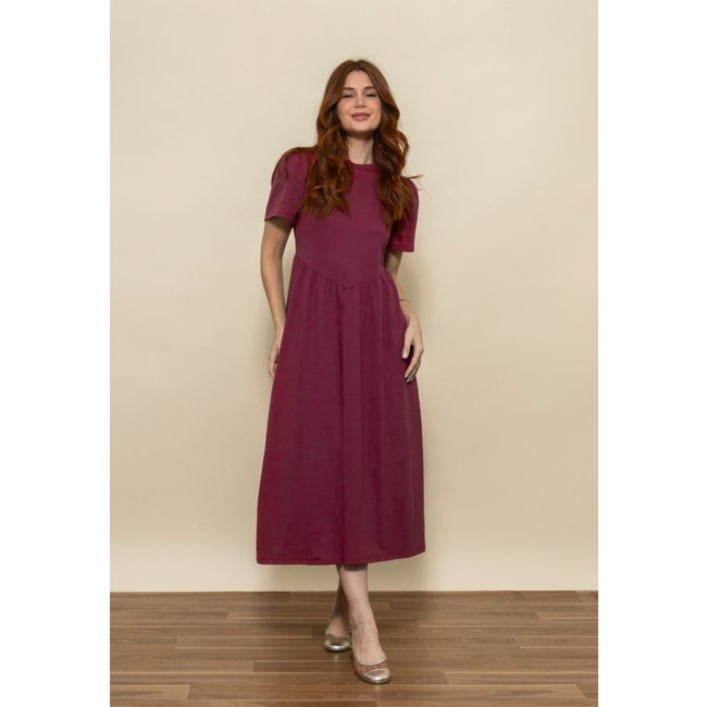 Vestido Audrey Malha Lisa Vinho