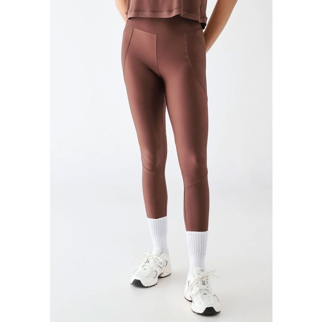 Calça Legging Feminina Hope Resort Recortes com Bolso Marrom