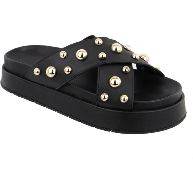 Sandalia Papete Rasteira Feminina Preta Sola Alta Tellini Store