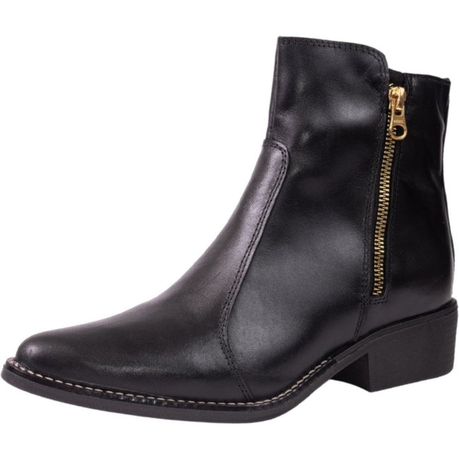 Bota Feminina Cano Baixo Bico Fino Couro Preto Tellini Store