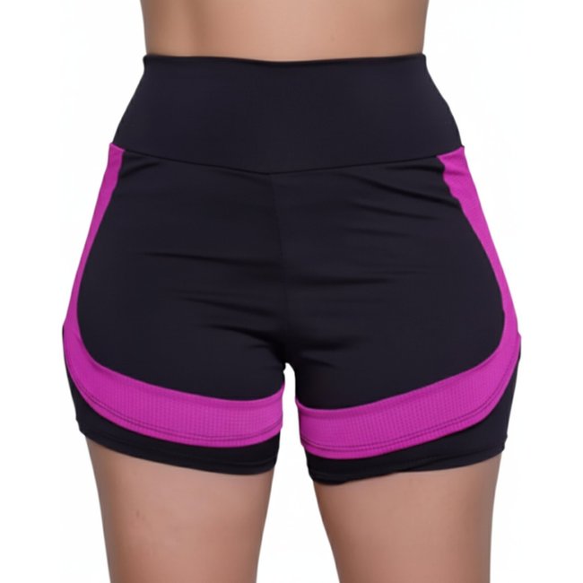 Shorts Duplo Fitness Feminino Para Academia Ciclismo e Corrida