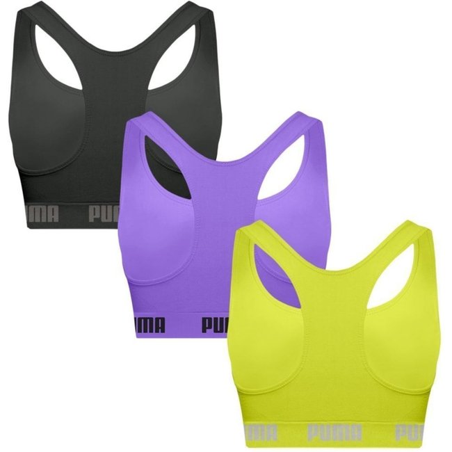 Kit 3 Tops Puma Nadador Sem Costura Feminino - Preto - puma