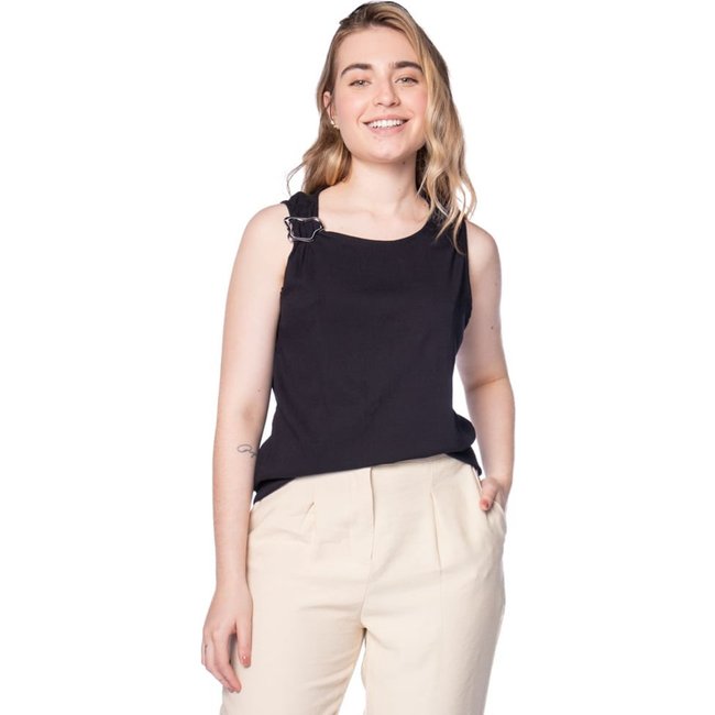 Blusa Feminina Giraffe Regata Detalhe Metálico Preto