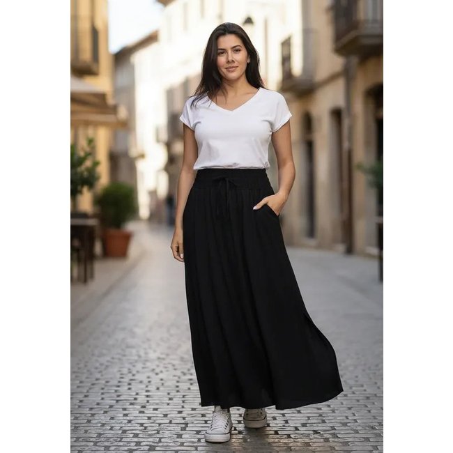 Saia Cabanafree Longa Viscose Preta