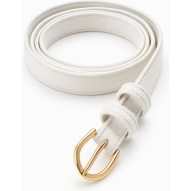 Cinto Feminino Casual Elegante Moda Fino Cintura Alta Fivela Luisa Rinaldi Branco