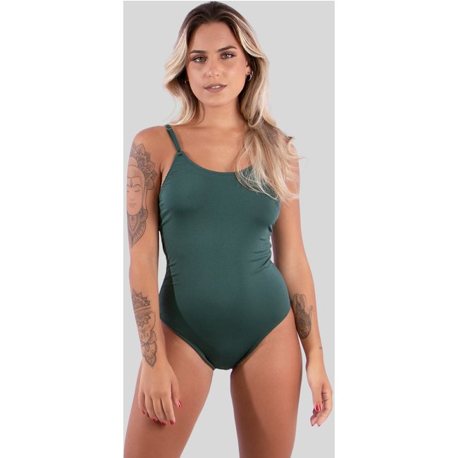 Maiô Feminino Alcinha Básico Liso Moda Praia Body Verde
