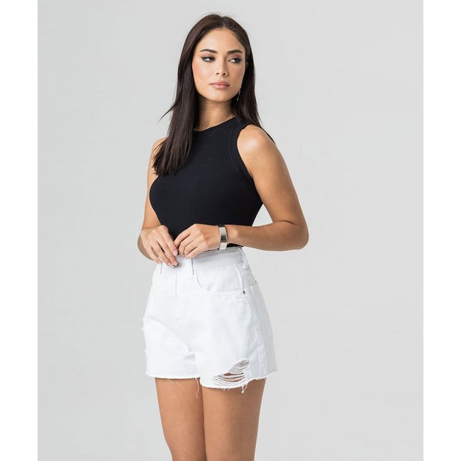 Shorts Hot Pants Feminino Sarja Disparate Branco