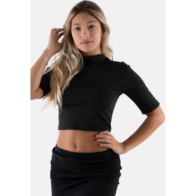 Cropped Diluxo 489 Gola Suplex Manga Curta Preto