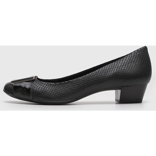 Scarpin Feminino Jorge Bischoff Textura Snake Fivela Preto