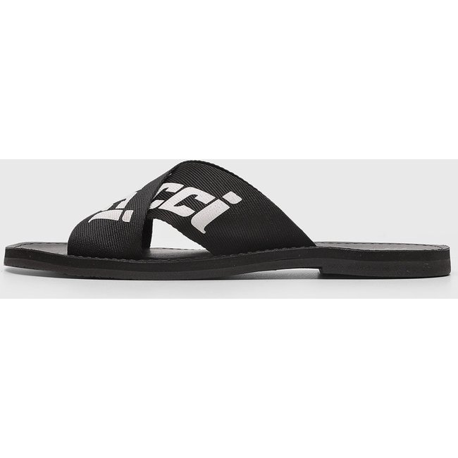 Rasteira Feminina Colcci Tiras Logo Preta