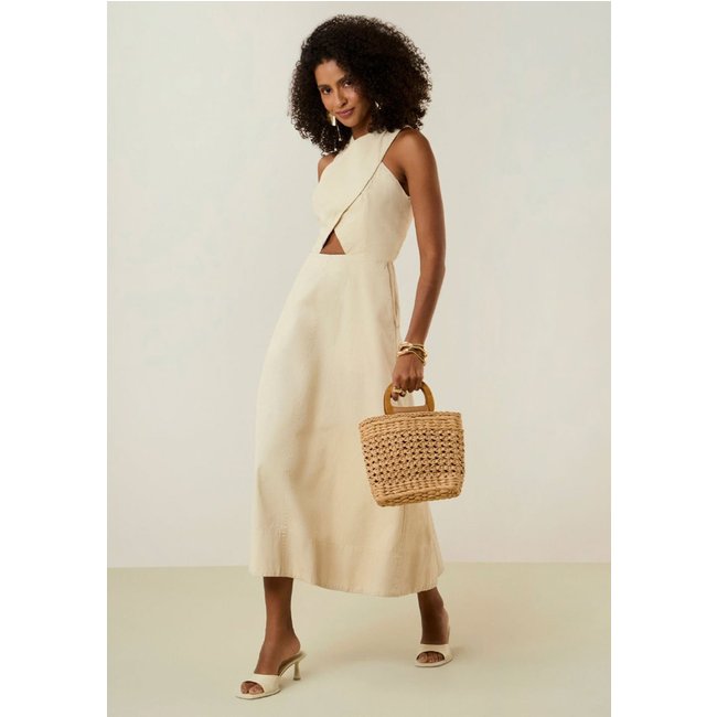 Vestido Maria Valentina Solto Decote Transpassado Com Alça Longo Off-white