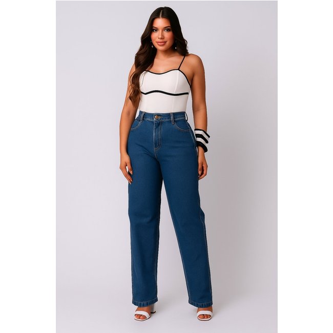 Calça Jeans D Bell Outlet Fashion Wide Lag Azul