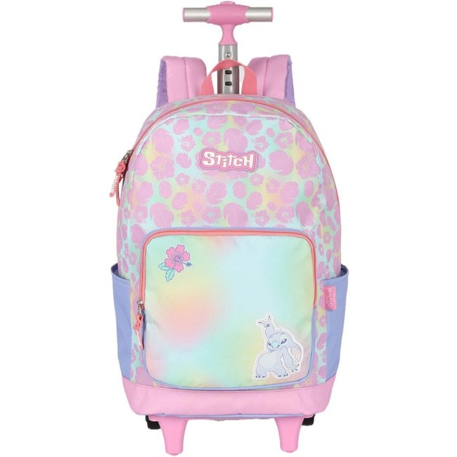 Infantil - Mochila de Rodinhas Média de Costas Stitch Disney Rosa