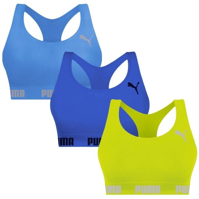 Kit 3 Tops Puma Nadador Sem Costura Feminino - Verde - puma
