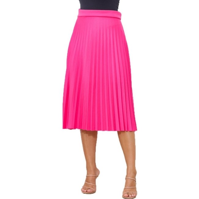 Saia Plissada Midi Feminina Com Forro Lisa Moda Evangelica