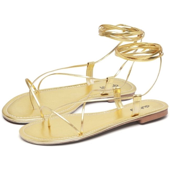 Sandália Rasteira Feminina DUBUY 2032FG Dourado
