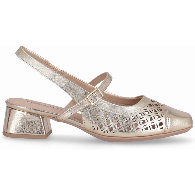 Sapato Slingback Tati Salto Médio Ouro