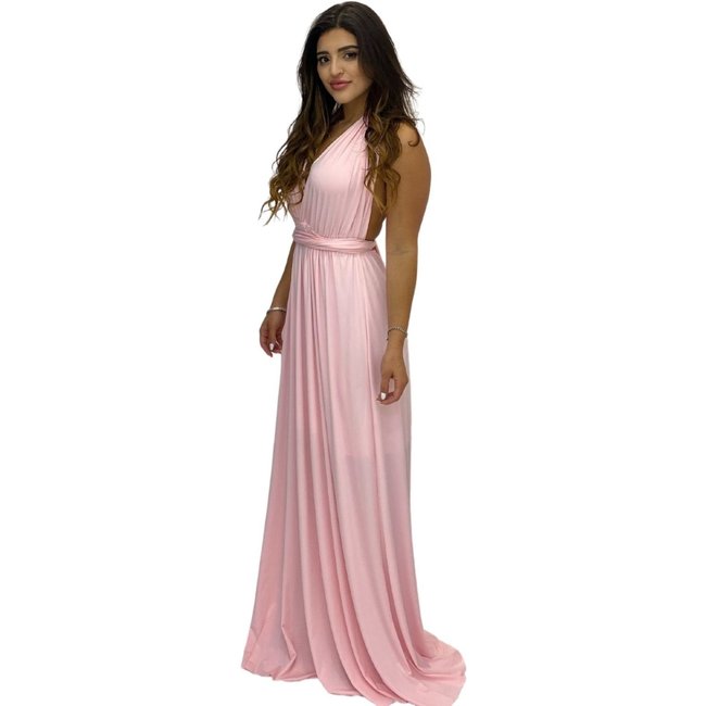 Vestido para Madrinhas e Convidadas Casamento Multiformas Longo Festa Amarração Rosa