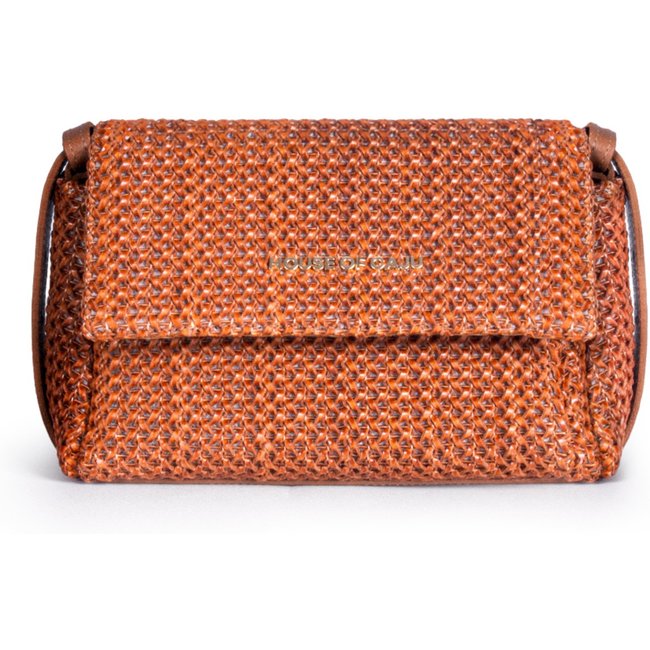BOLSA FEMININA EM COURO TIRACOLO CARAMELO "DÉBORA GERALDI"""