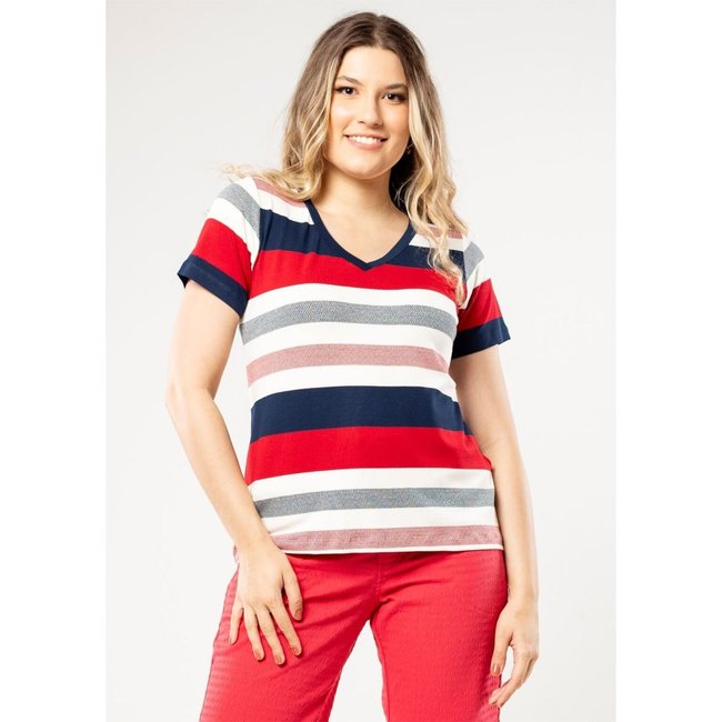 Blusa Pau a Pique Listrada Vermelho VERMELHO - XL Pau a Pique
