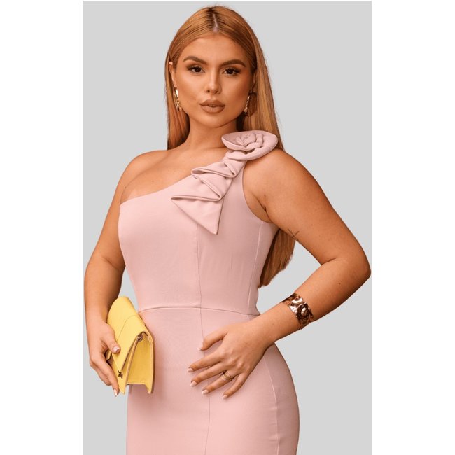 Vestido Miss e Misses Celiny Midi C/Detalhe Flor Rosa