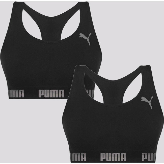 Kit 2 Tops Puma Sem Costura Preto