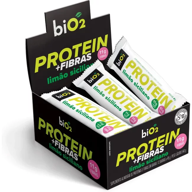 Barra de Proteína e Fibras biO2 Protein Bar Limão Siciliano 45 g