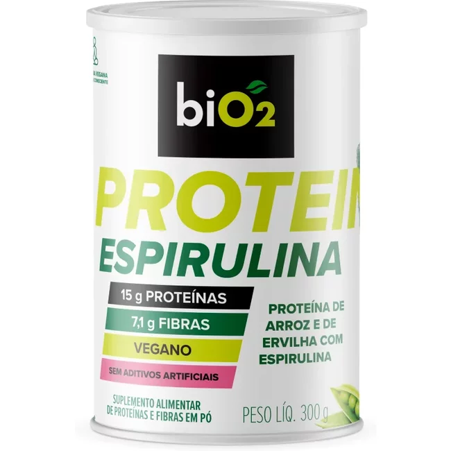 biO2 Protein Suplemento Vegetal de Proteínas e Fibras em pó Sabor Espirulina 300 g