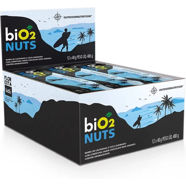 Barra de Castanhas e Coco Queimado biO2 Nuts 40 g