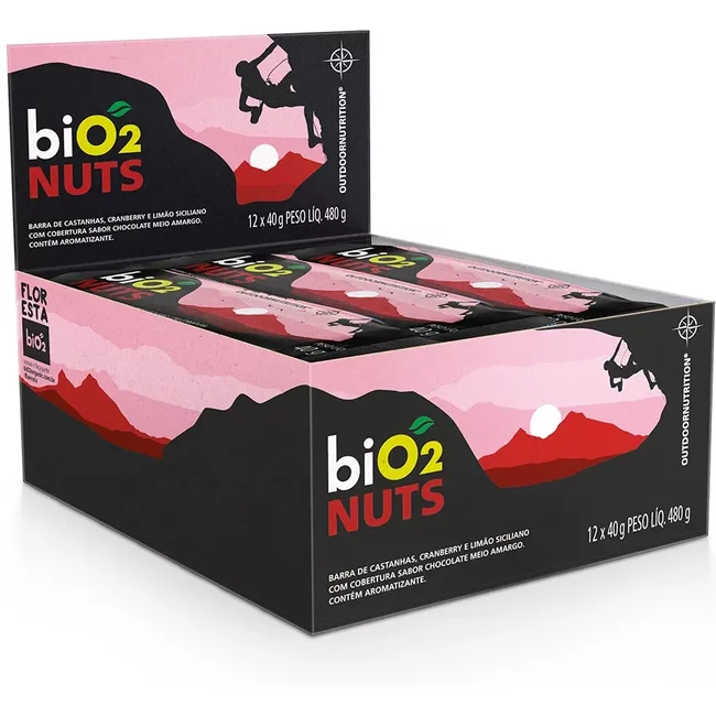 Barra de Castanhas e Cranberry com Limão Siciliano biO2 Nuts 40 g