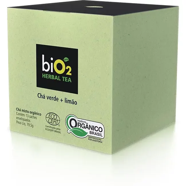 Chá Verde e Limão biO2 Herbal Tea Caixa com 13 Sachês