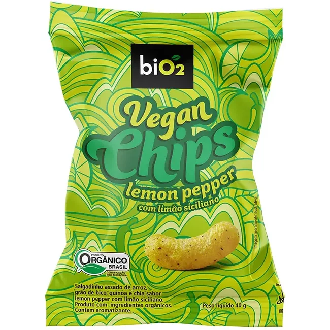 Salgadinho Orgânico Saudável Sem Glúten Lemon Pepper biO2 Vegan Chips 40 g
