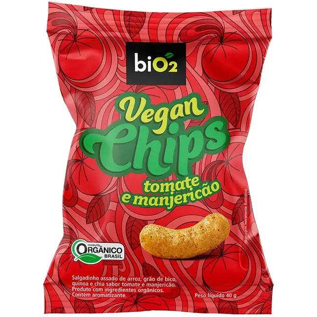 Salgadinho Orgânico Saudável Sem Glúten Tomate e Manjericão biO2 Vegan Chips 40 g