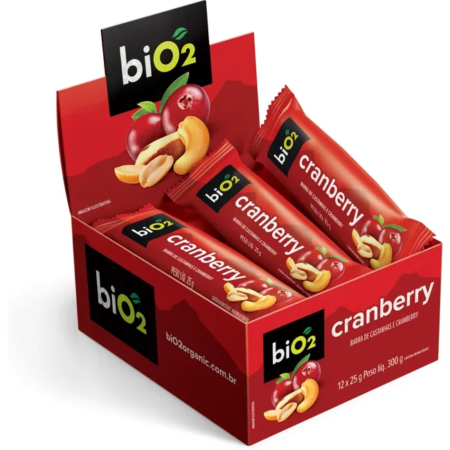 Barra de Castanhas e Frutas biO2 Nuts Cranberry 25 g