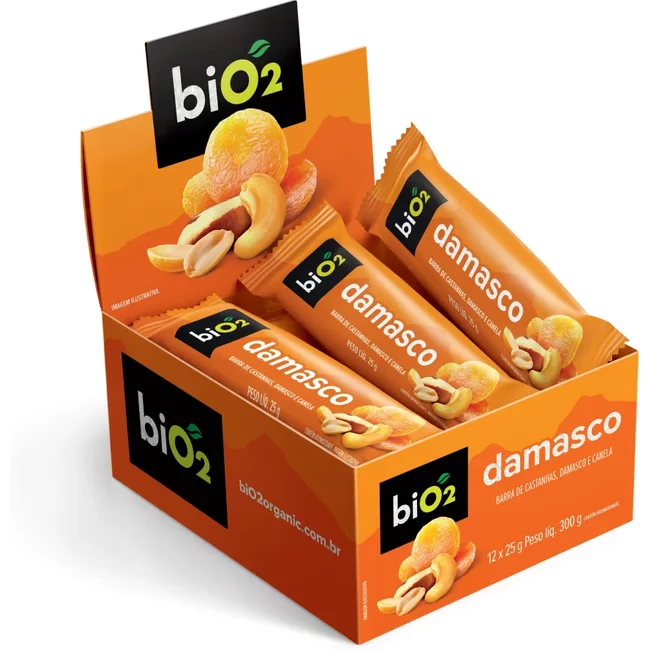 Barra de Castanhas e Frutas biO2 Nuts Damasco 25 g