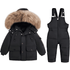 Winterliche Kinderjacke mit Weste und kuscheligem Fellkragen in schwarz - 2T