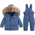 Winterliche Kinderjacke mit Weste und kuscheligem Fellkragen in blau - 2T