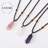 Women’s Jewelry Natural Amethyst Double Pointed Crystal Column Pendant Raw Stone Polished Energy Stone Pendant Decorative Necklace