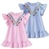 Summer new girls‘ dress, children’s short-sleeved polycotton striped dress, baby girl’s Korean style printed children’s dress