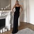 Sexy Backless Bodycon Dress With Rhinestone Straps – Summer Sleeveless Slit Long Dress For Women, Stretchy Knit Clubwear, Elegant & Casual