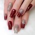 Explosive Sparkling Gold Powder Wine Red Bridal Beauty Mid length False Nails New Year Wearing Nail Ins Style