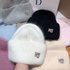 21 Colors Real Rabbit Fur Beanies Hat for Woman Rhinestones Letter Knit Bonnet Lady Autumn Winter Warm Skullies