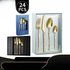 24-Piece Stainless Steel Cutlery Set – Slim Waist Gift Box With Gold Knife Fork Spoon For Steak & Western Dining