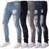 Cross Border Trade Fashion Casual Men’s Jeans, Personalized Ripped, Slim Fit, Small Foot Jeans, Handsome, Versatile Trousers