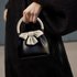 Women 2025 New French Niche Fashion Hundred Color Collision Small Square Bag Bow Pleated Black Handbag Casual Daily