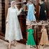 M232 # Muslim Women’s Wear Wooden Ear Edge Standing Neck Hollow Lace Large Swing Dress