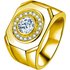Domineering, Dazzling, Smooth Circular Ring, Thick And Wide Edition Clock With Diamond Inlay, Business Owner Men’s Ring